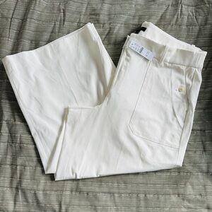 J.Crew Sydney Wide Leg Bi-Stretch Cotton Pants Size 18 Ivory NWT